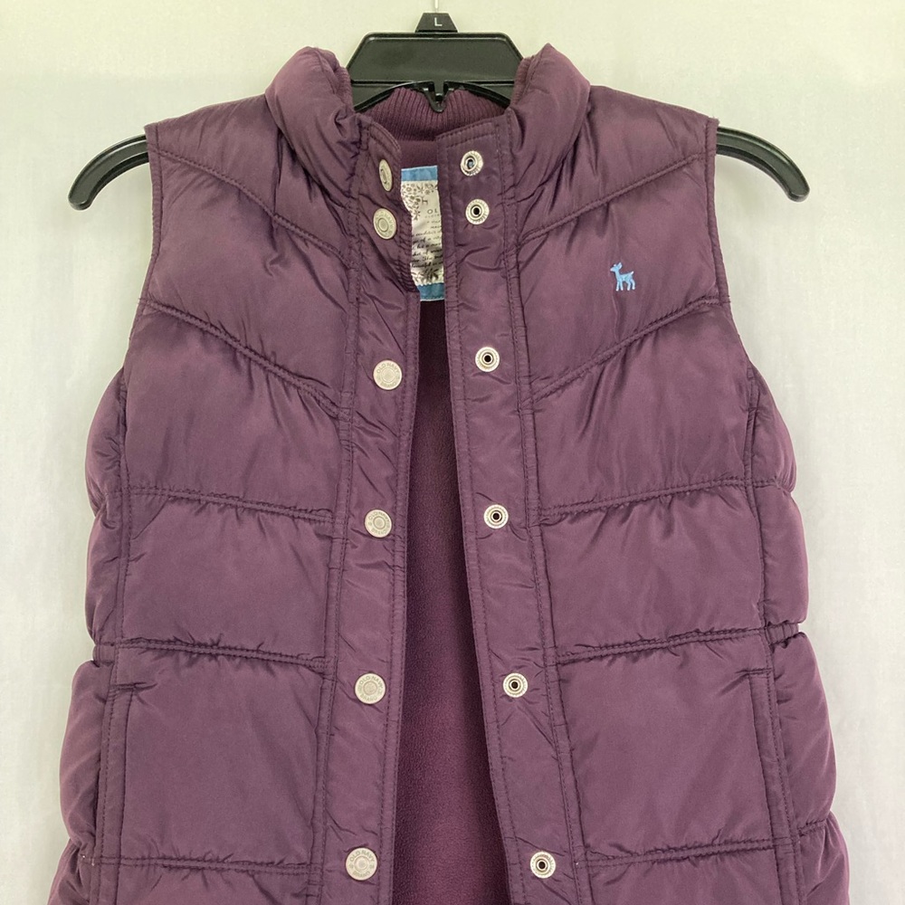 Old Navy Puffer Vest Jacket Girls XL Purple Fleece Lining.